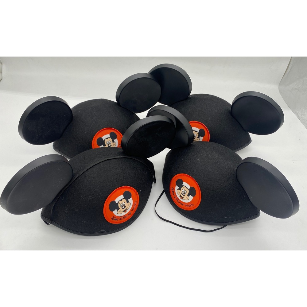 Disney Parks Walt Disney World Mickey Mouse Black Felt Ear Hat Adult Size Set 4
